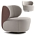 Luxurious Swivel Armchair With Patchwork 3D model small image 3