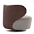 Luxurious Swivel Armchair With Patchwork 3D model small image 4