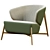 Italian Handmade Green Gray Armchair 3D model small image 1