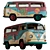 Hippie VW T2 Bus 3D model small image 1