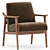 Elegant Walnut Velvet Armchair, Cocoa 3D model small image 1