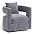 Luxurious Velvet Swivel Barrel Chair 3D model small image 1