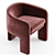 Elegant Velvet Armchair by Milo Baughman 3D model small image 2