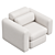 Elegant Asym Chair in Cream Boucle 3D model small image 6