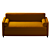 Vintage Velvet Sofa Bed in Ochre 3D model small image 3