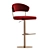 Luxury Red Velvet Bar Stool 3D model small image 1