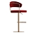 Luxury Red Velvet Bar Stool 3D model small image 3