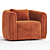 Stylish Velvet Swivel Barrel Chair 3D model small image 1