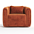 Stylish Velvet Swivel Barrel Chair 3D model small image 2