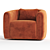 Stylish Velvet Swivel Barrel Chair 3D model small image 3