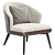 Elegant Velvet Accent Chair 3D model small image 3
