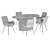 Modern Dining Chairs Set with Table 3D model small image 5