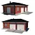 Double Car Brick Garage with Profiled Sheet Roof 3D model small image 3