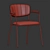 Velvet Upholstered Wood Dining Chair 3D model small image 4