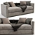 Two Seater Jesse Chaise Sofa 3D model small image 1