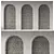 Brick-Accented Arched Wall Panel 3D model small image 2