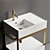 Solid Vanity Unit Set with Ceramic Basin 3D model small image 2