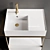 Solid Vanity Unit Set with Ceramic Basin 3D model small image 3