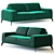 Velvet Upholstered Rio Sofa 3D model small image 1