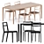 Minimalist Straight Back Chair & Lyon Table 3D model small image 1