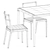 Minimalist Straight Back Chair & Lyon Table 3D model small image 5