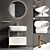 Modern Metal Vanity Set Moon 3D model small image 1