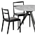 Modern Straight Back Chair & Teak Nero Table Set 3D model small image 1