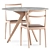 Modern Straight Back Chair & Teak Nero Table Set 3D model small image 2