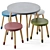  Flexa Kids Table & Chairs 3D model small image 4