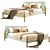 Elegant Wood & Fabric Bed 3D model small image 1