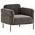 Elegant Velvet Alistair Armchair 3D model small image 2