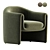 Luxury Velvet Barrel Chair 3D model small image 2