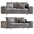 Sleek Modern Low-Lend Sofa 3D model small image 1