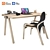 Modern Leather-Wood Desk Set 3D model small image 1