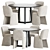 Evie Velvet Dining Set Wood 3D model small image 1