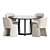 Evie Velvet Dining Set Wood 3D model small image 2