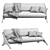 Modern Angolo Velvet Espresso Sofa 3D model small image 7