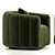 Luxe Green Velvet Swivel Chair 3D model small image 4