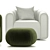 Luxe Green Velvet Swivel Chair 3D model small image 5