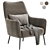 Sleek Onyx Cortez Theo Chair 3D model small image 2