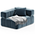 Blue Marine Velvet Modular Sofa 3D model small image 1