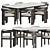 Velvet Upholstered Wood Dining Set 3D model small image 1