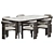 Velvet Upholstered Wood Dining Set 3D model small image 2