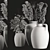 Three Vase Indoor Bouquet 3D model small image 5