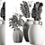 Three Vase Indoor Bouquet 3D model small image 11