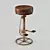 Steel Base Buffalo Leather Bar Stool 3D model small image 1