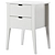 White Drawer Bedside Table Sleepy 3D model small image 1