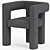 Elegant Black Velvet Chair 3D model small image 1