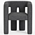 Elegant Black Velvet Chair 3D model small image 2