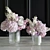 Pink Flower Set Bouquet Decor 3D model small image 3